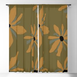 Ecelctic Sunflowers on Olive Green Blackout Curtain