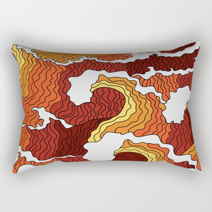 Japanese Flame Waves Abstract Rectangular Pillow