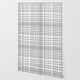 Mid Century Modern Abstract Grid lines pattern - Black and White Wallpaper