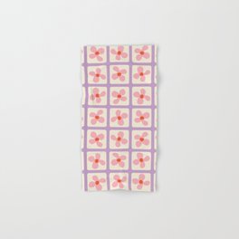 Retro Flowers Pattern - Violet Hand & Bath Towel