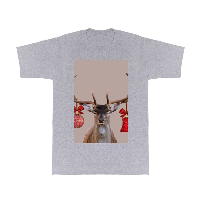 Reindeer Head Illustration - X-mas beige T Shirt