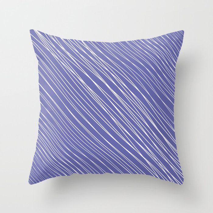 Striped-pattern, color, very-peri, purple,  simple, minimal, minimalist, lined-pattern, stripe, modern, trendy, basic, digital, pattern, abstract, lines, line, line-art, jewel-color, Throw Pillow