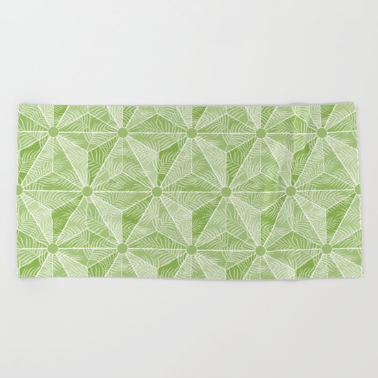 Geodesic Palm_Green Beach Towel