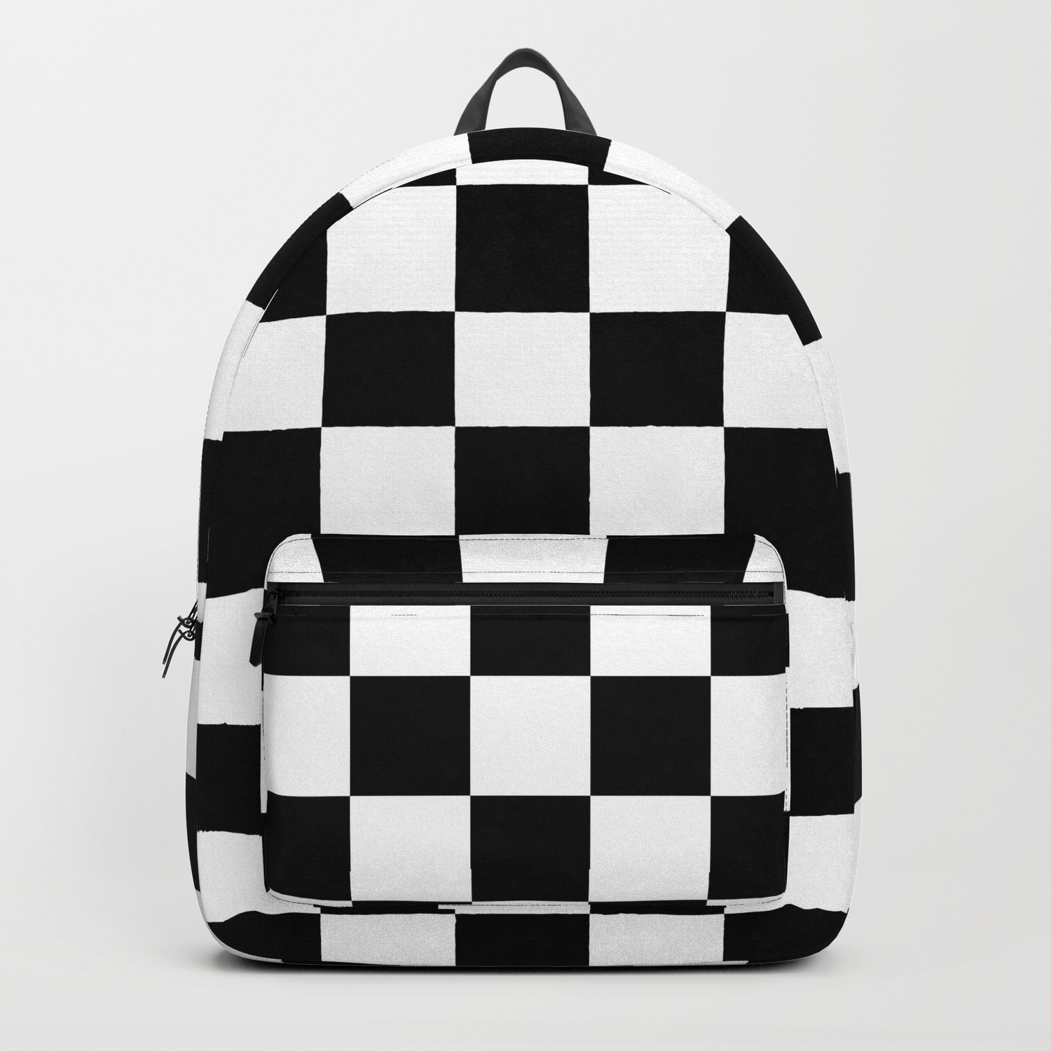 black and white checkered backpack
