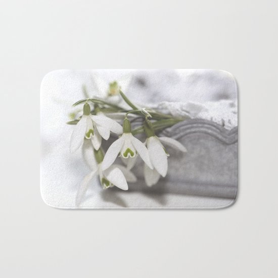 Snowdrops still life - Flower Floral Flowers #Society6 Bath Mat