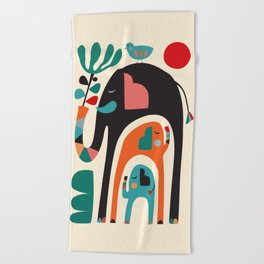 Elephant Family Beach Towel