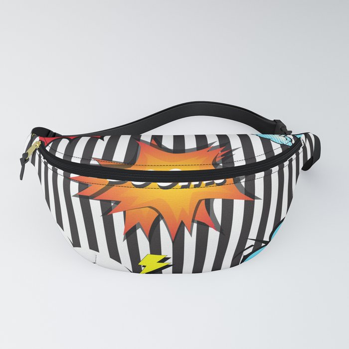 65 MCMLXV Cosplay Boom! Pow! Comicbook Speech Bubbles Striped Pattern Fanny Pack