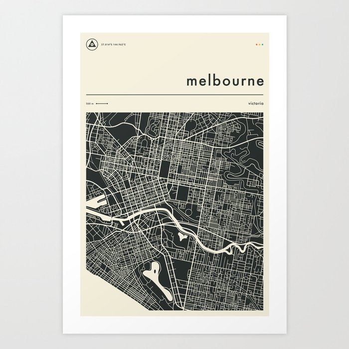 Melbourne Map Art Print
