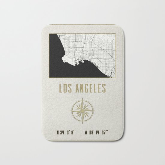 Los Angeles - Vintage Map and Location Bath Mat