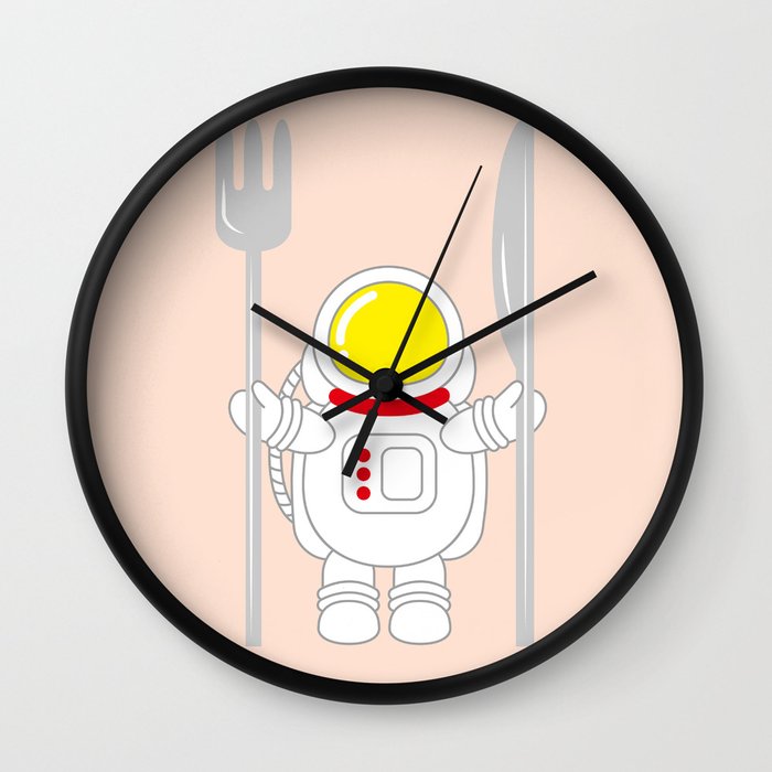 Space Odyssey | Astronaut Eats | Space Utensils | Galaxy Fork and Knife | pulps of wood Wall Clock