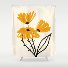 The Cosmo Yellow Flowers 02 Shower Curtain