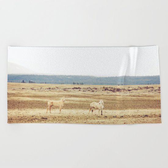 Two Oregon Horses Beach Towel