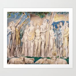 "Job and His Family Restored to Prosperity" by William Blake, 1805 Art Print