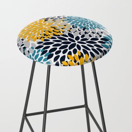Modern Teal, Yellow and Blue Bar Stool
