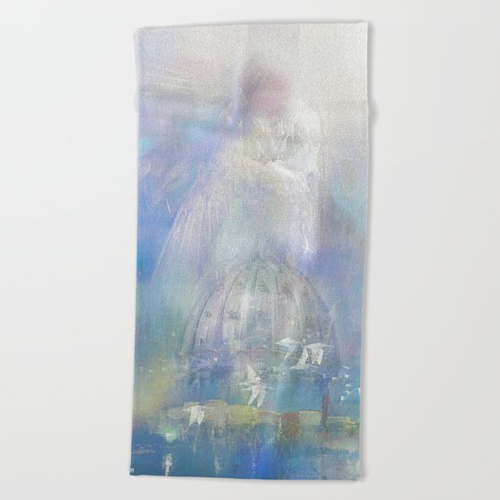 Angel on the city Beach Towel