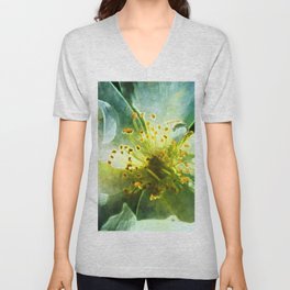 Yellow Rose Center with smokey overlay by CheyAnne Sexton V Neck T Shirt