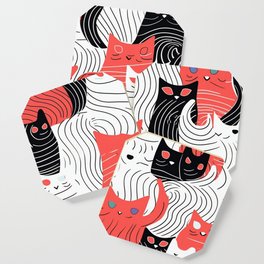 Cat Lover Gift | Line Art Cat Gift Kitten Lover Cat Pattern Coaster