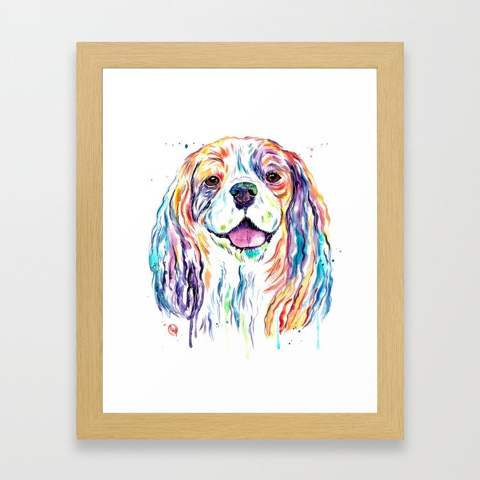 Cavalier King Charles Spaniel - Colorful Watercolor Painting Framed Art Print