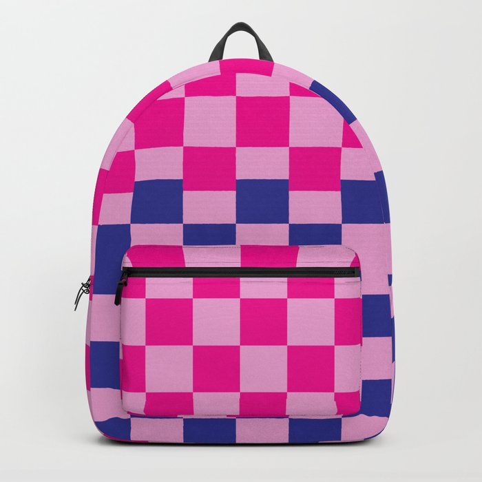 Retro Neon Checker in Pink and Blue Backpack