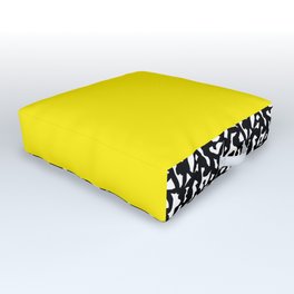 Memphis Black and Yellow 80s Pattern Outdoor Floor Cushion