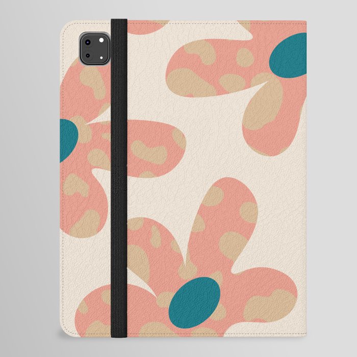 Cute Retro Daisy Floral Pink Pattern iPad Folio Case