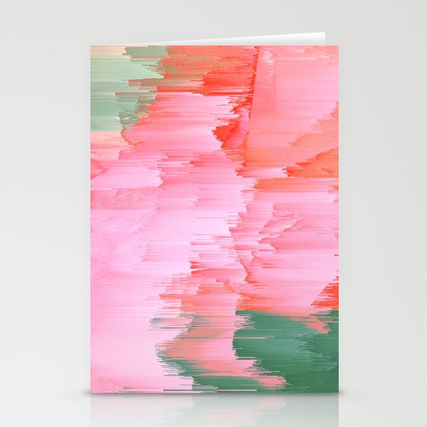 Romance Glitch - Pink & Living coral Stationery Cards