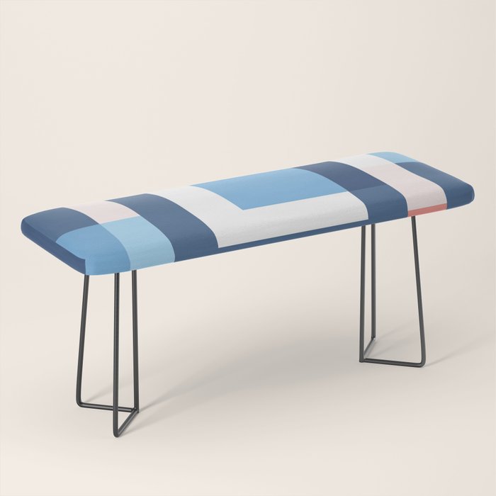 Squares Navy Bench By Spaghettiandpeas Society6