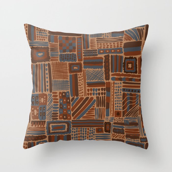 Patchwork carpet style pattern Throw Pillow