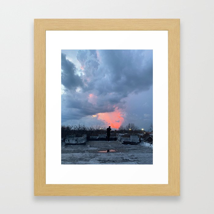 Pink Sunset Through Storm Clouds Framed Art Print