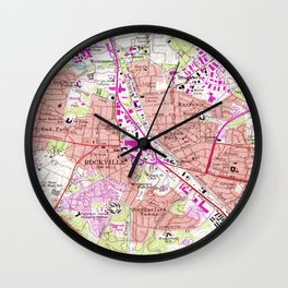 Vintage Map of Rockville Maryland (1965) Wall Clock