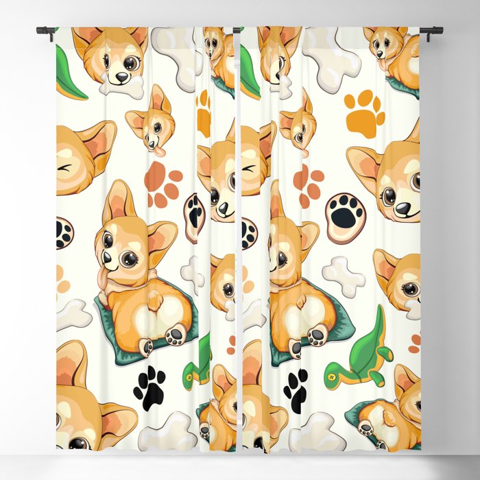 Korgi Pet Puppy Dog Cute Character pattern Blackout Curtain