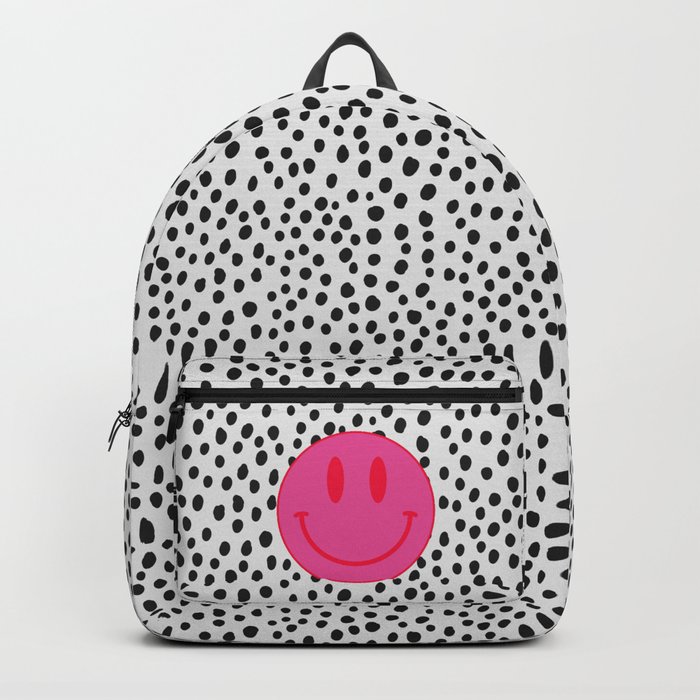Make Me Smile - Cute Preppy Vsco Smiley Face on Black and White Backpack
