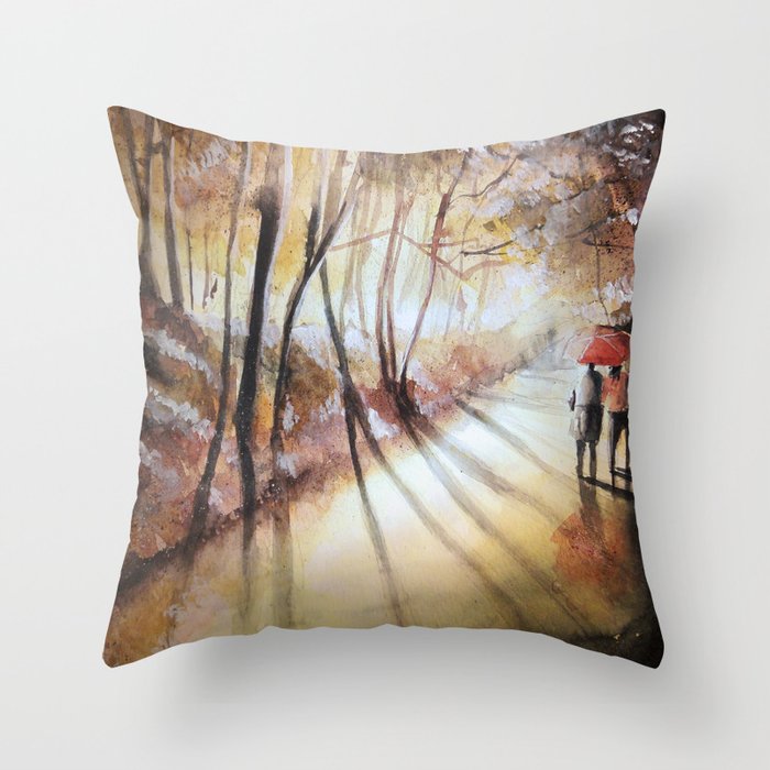 Break in the clouds - watercolor Throw Pillow