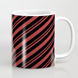 [ Thumbnail: Brown & Black Colored Lines Pattern Coffee Mug ]