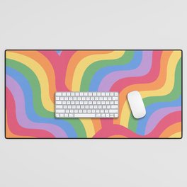 PRIDE Flag Rainbow Retro Swirls III Desk Mat