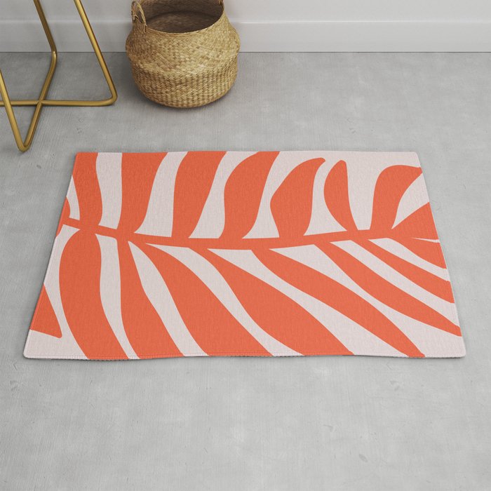 Pink and Coral Palm Frond Rug