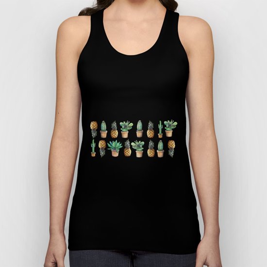 cactus and pineapples line 2 Unisex Tank Top