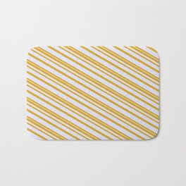 [ Thumbnail: Goldenrod & Lavender Colored Lined/Striped Pattern Bath Mat ]