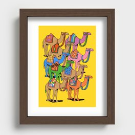 Colorful Desert Camels Colourful Morroco Sahara 60s World Traveller Recessed Framed Print