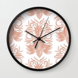 arcadia pineapples - peach on white Wall Clock