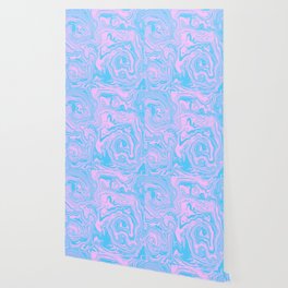 Light Pink and Light Blue Abstract Psychedelic Swirl Liquid Pattern Wallpaper