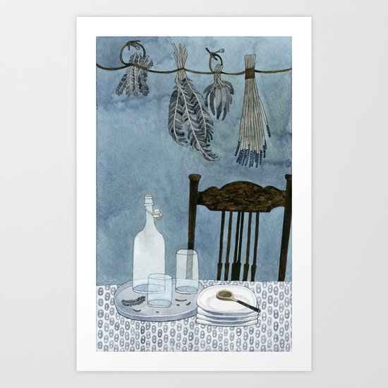 Still life with dried herbs Art Print