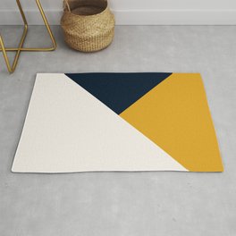 Tricolor Geometry Navy Yellow Rug