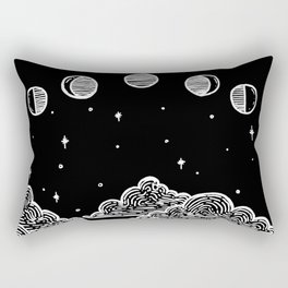 Moon Phases over Mountains - Black Rectangular Pillow