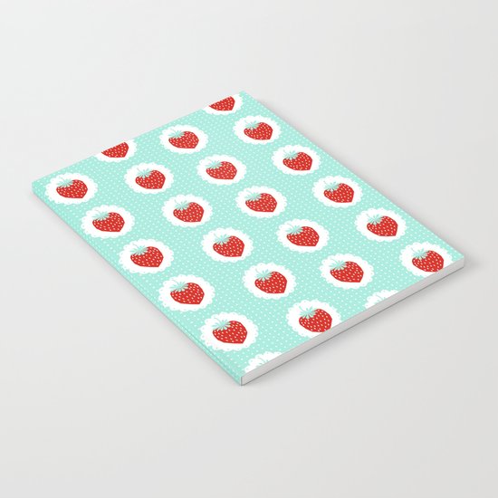 Strawberry fruit tropical mint nature food fresh pattern design geometric berries children farming Notebook