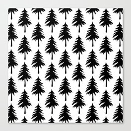 Black pine trees pattern Canvas Print