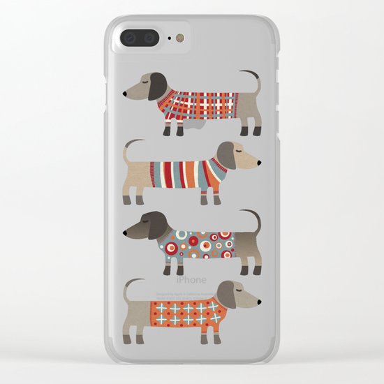 Sausage Dogs in Sweaters Clear iPhone Case