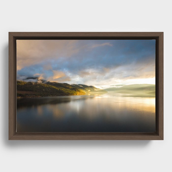 Sunset Over Kalamalka Lake Framed Canvas