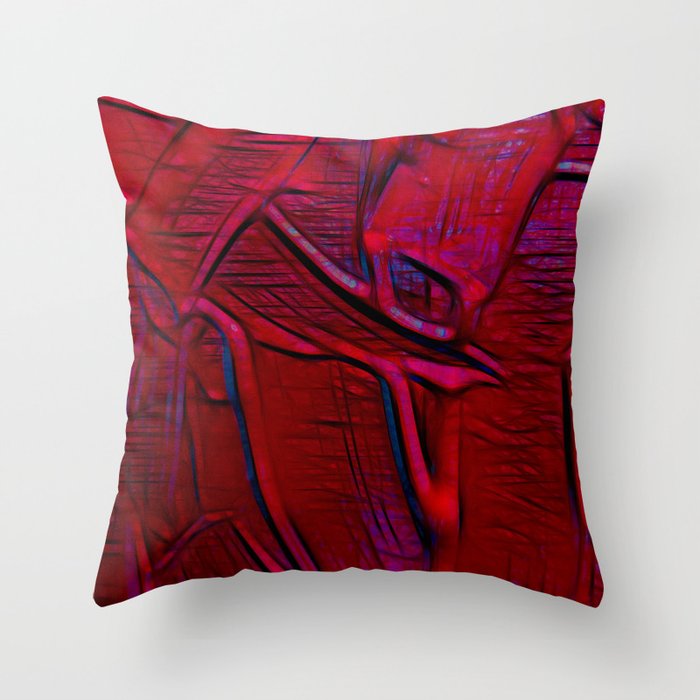 Dripping Red Abstract Painting Throw Pillow