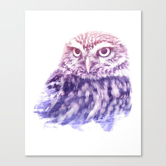 OWL SUPERIMPOSED WATERCOLOR Canvas Print